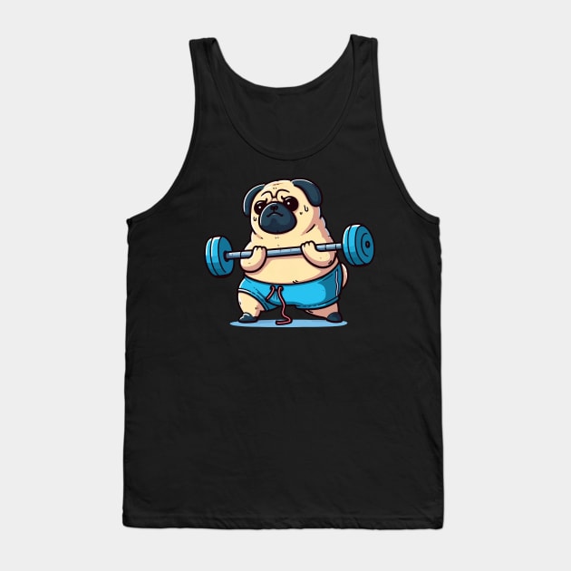 pug dog working out and lifting weights Tank Top by Arteria6e9Vena